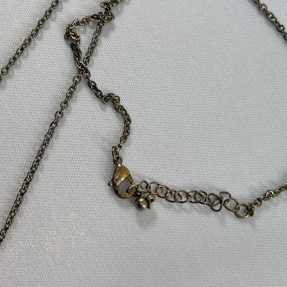 Silver Tone Necklace Textured Dangled Pendant Statement 29-31" Long - Picture 3 of 6